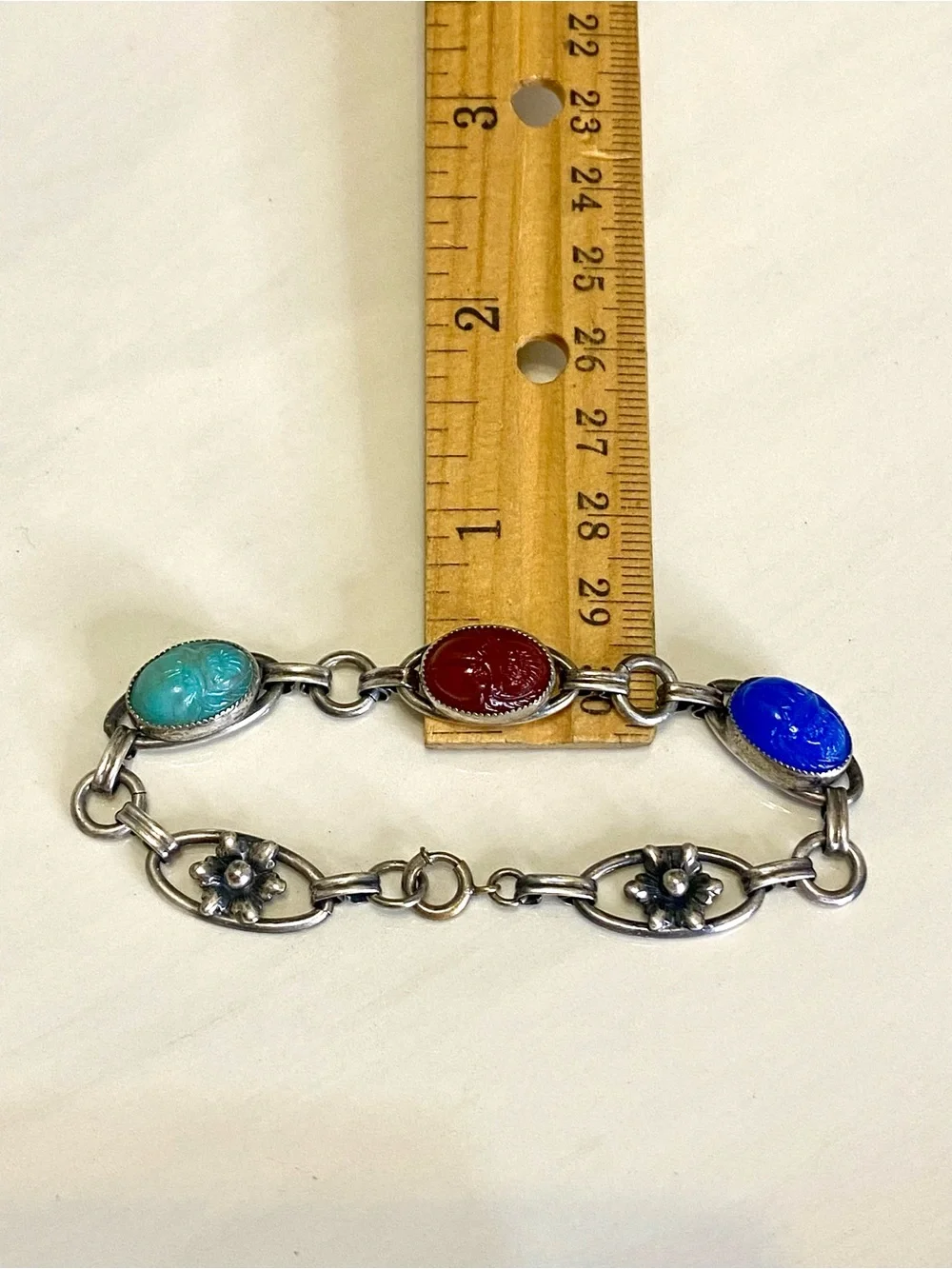 Vintage Scarab Glass Bracelet